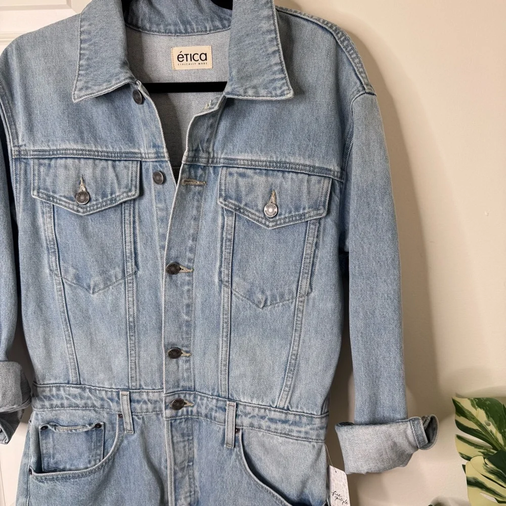 NWT Free People Etica Lotta Denim Dress Medium - Picture 5 of 7